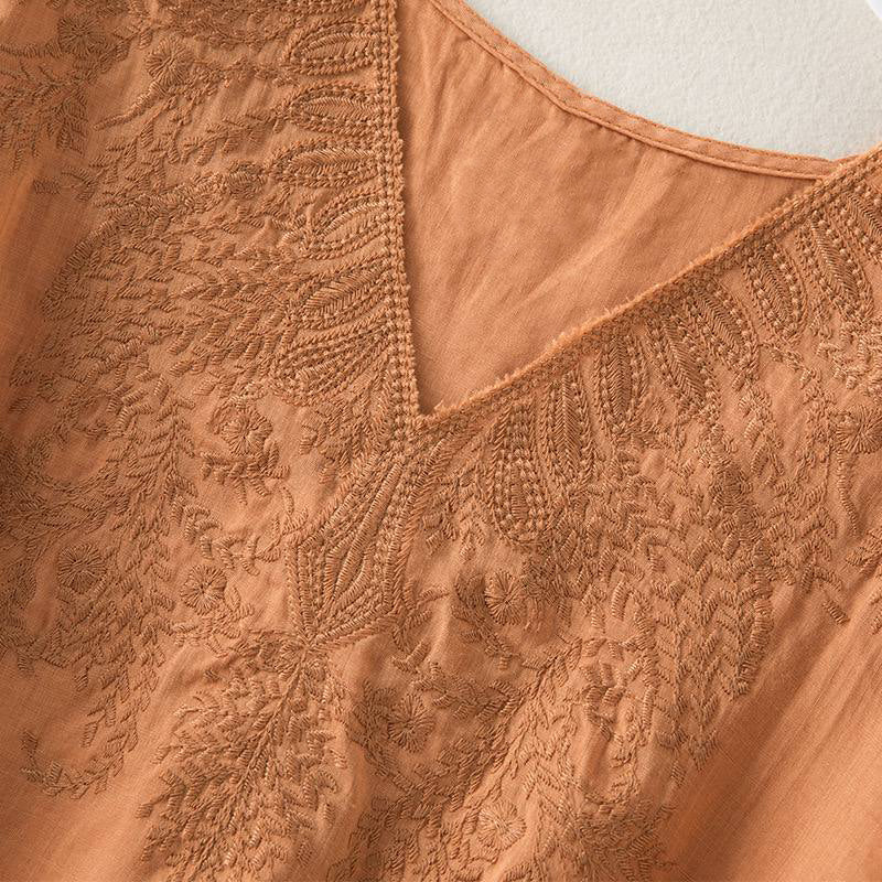 Embroidered Boho V-Neck Top