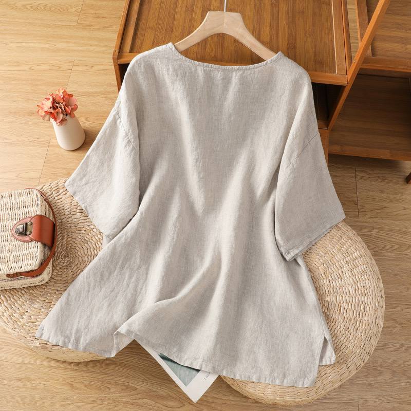 Artisan Neck Embroidery Relaxed Fit Top