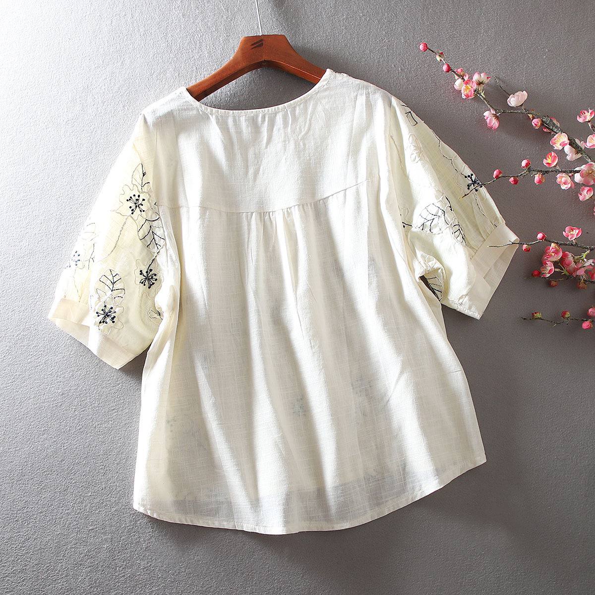 Elegant Floral Embroidered Cotton Top
