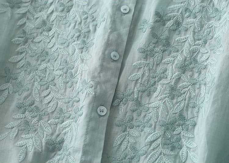 Butterfly Embroidered Cotton Shirt