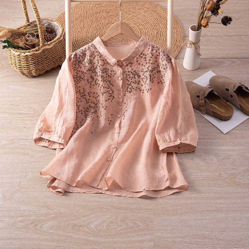 Elegant Floral Embroidered Shirt