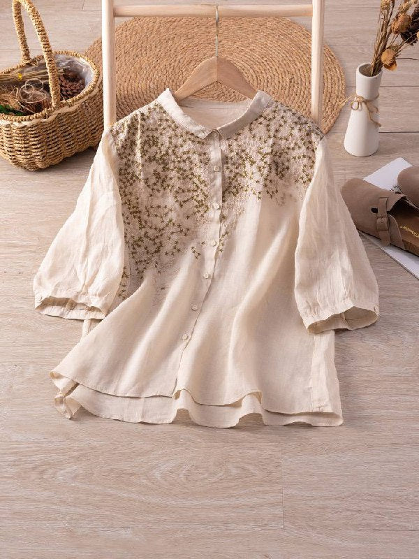 Elegant Floral Embroidered Shirt