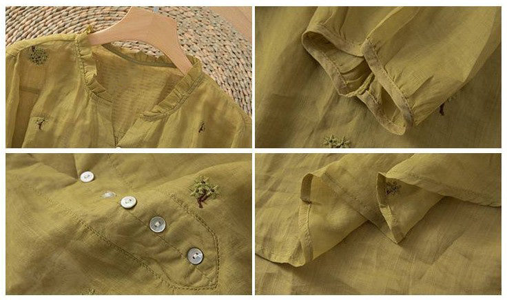 Floral Embroidered Button-Front Tunic