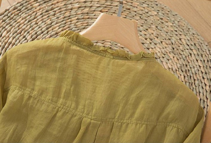 Floral Embroidered Button-Front Tunic