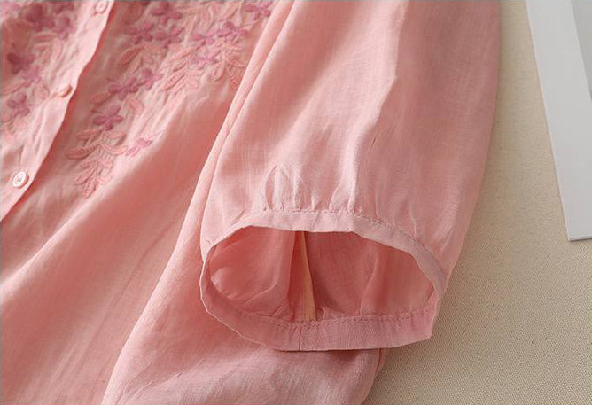 Butterfly Embroidered Cotton Shirt