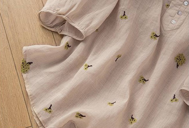 Floral Embroidered Button-Front Tunic