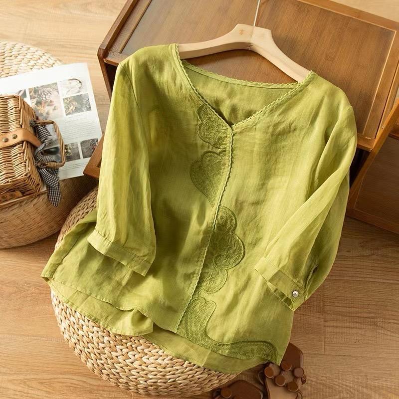 Elegance Cotton Tunic with Delicate Embroidery