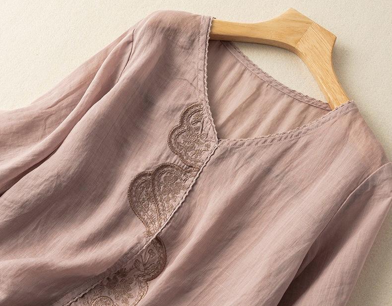 Elegance Cotton Tunic with Delicate Embroidery