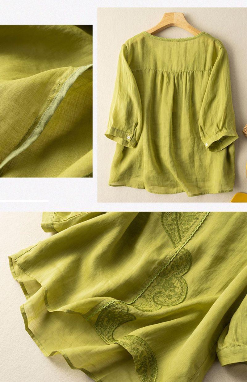 Elegance Cotton Tunic with Delicate Embroidery
