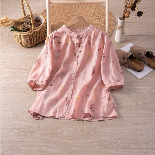 Pure Cotton Shirt With Elegant floral and leaf Embroderied