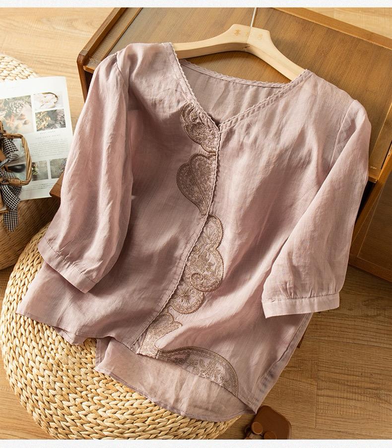 Elegance Cotton Tunic with Delicate Embroidery