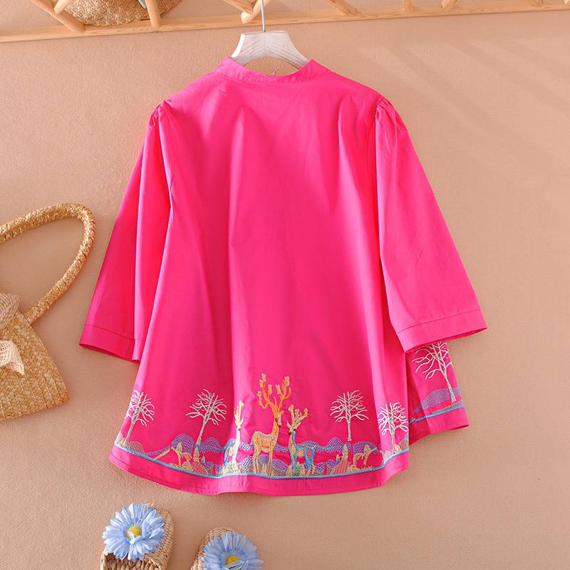 Embroidered Forest-Inspired Shirt