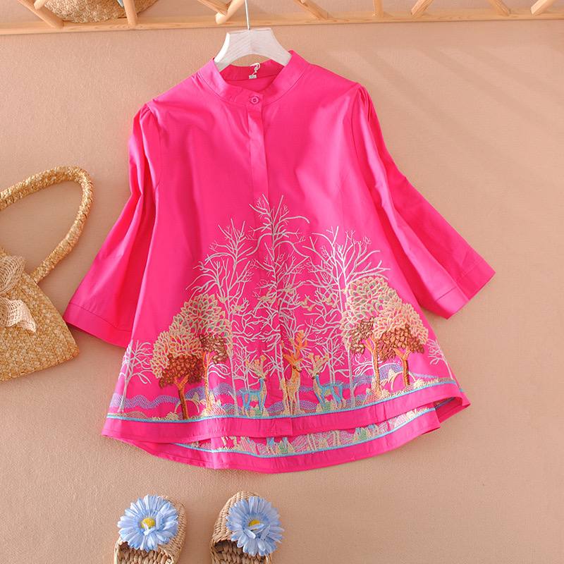 Embroidered Forest-Inspired Shirt