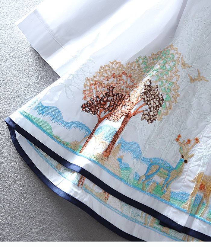 Embroidered Forest-Inspired Shirt