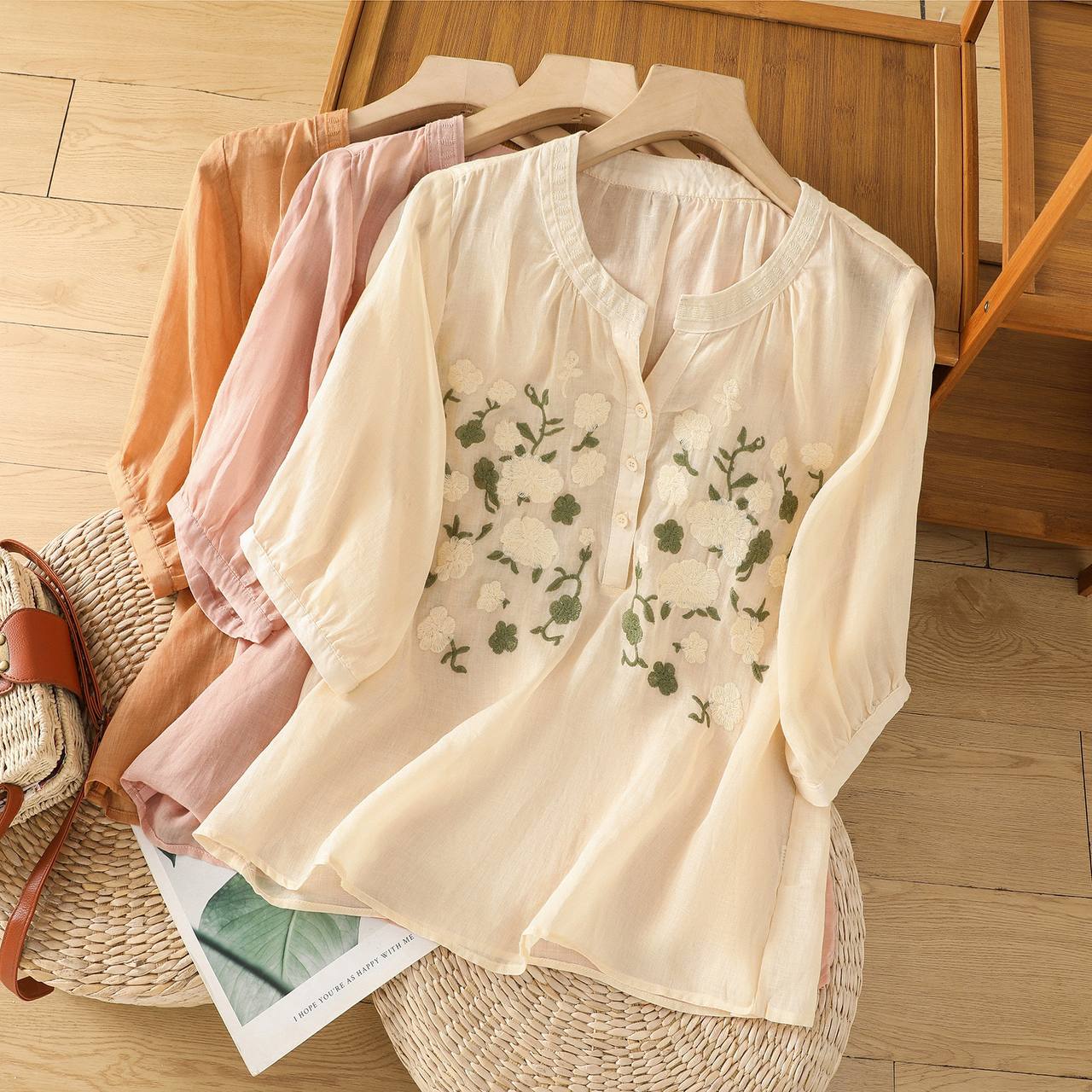 Blossom Breeze Embroidered Cotton Blouse