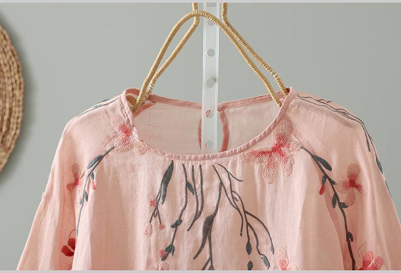 Blush Bloom Embroidered Cotton Top