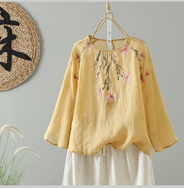 Blush Bloom Embroidered Cotton Top