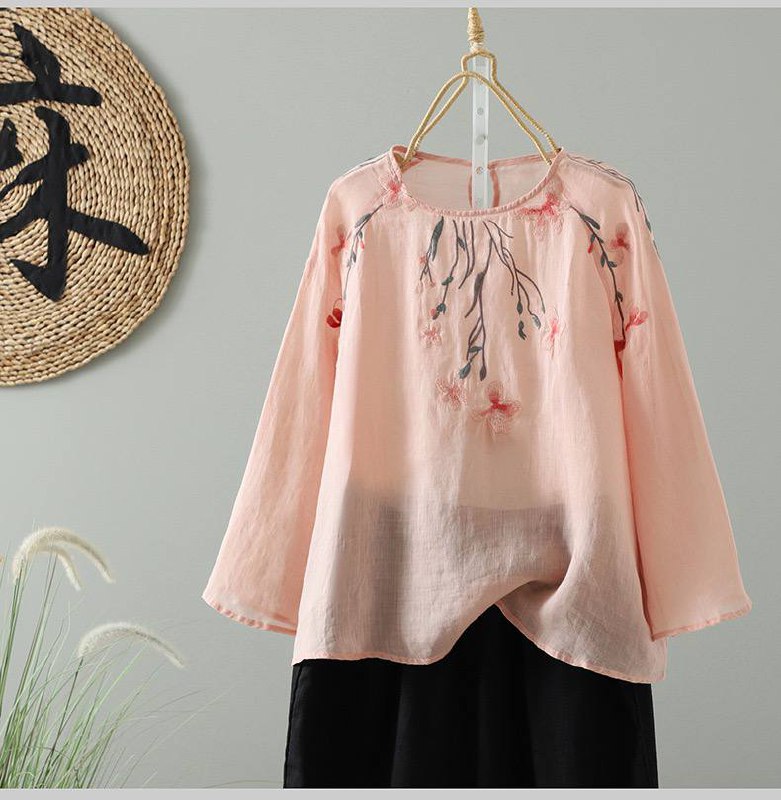 Blush Bloom Embroidered Cotton Top