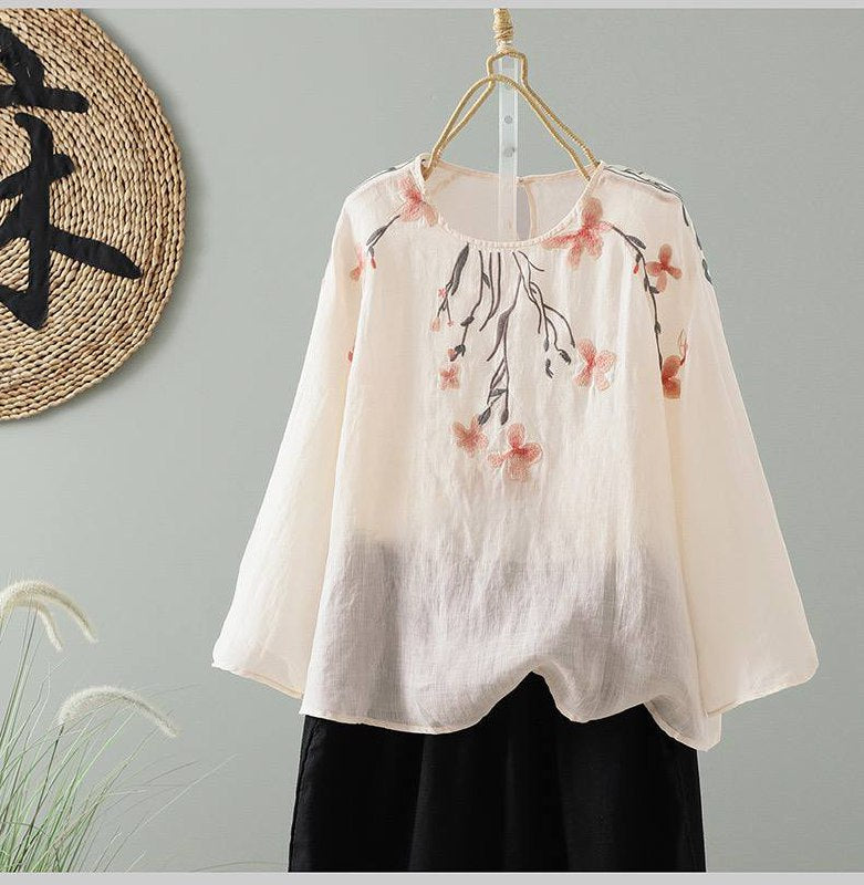 Blush Bloom Embroidered Cotton Top